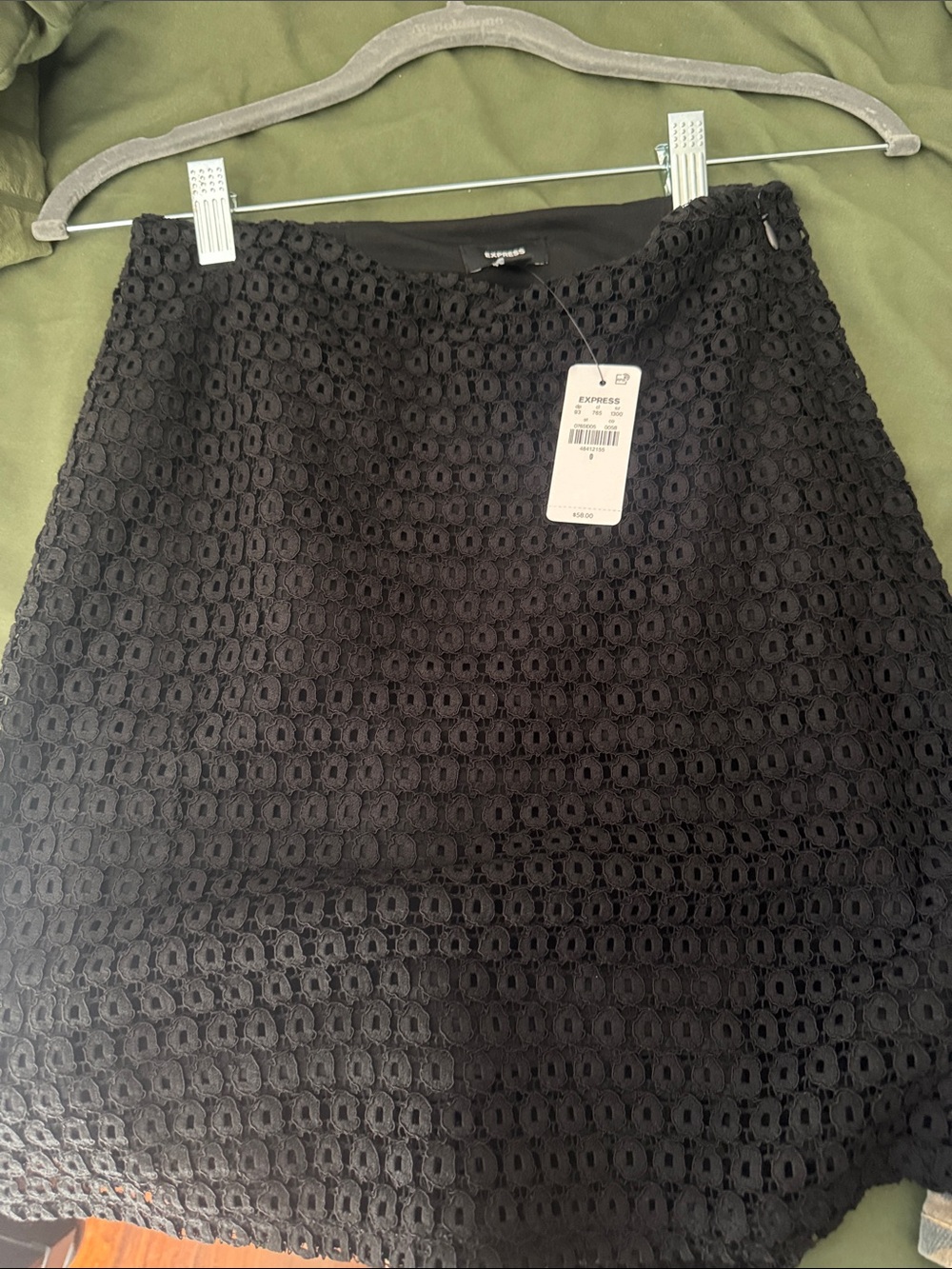 Express Black Eyelet A-Line Skirt